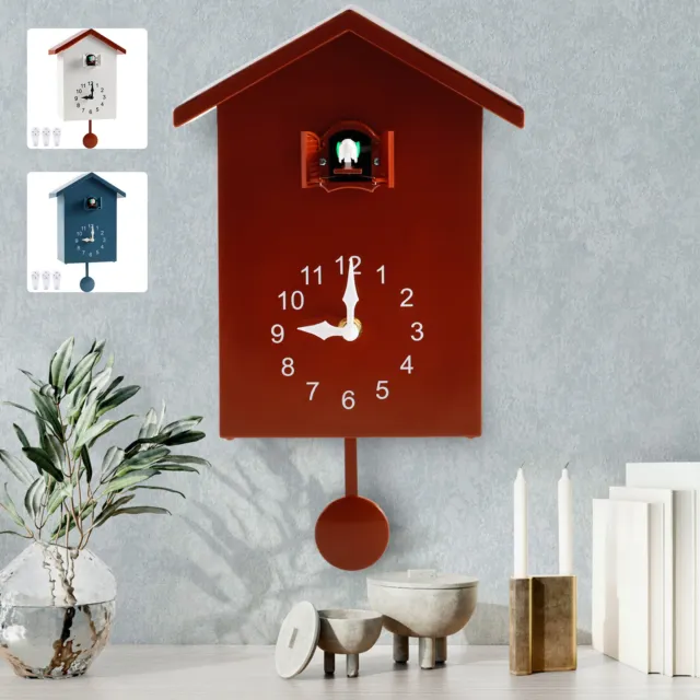 Cuckoo Clock Plastic Cuckoo Wall Clock with Bird Tweeting Sound Hanging Bird ♤