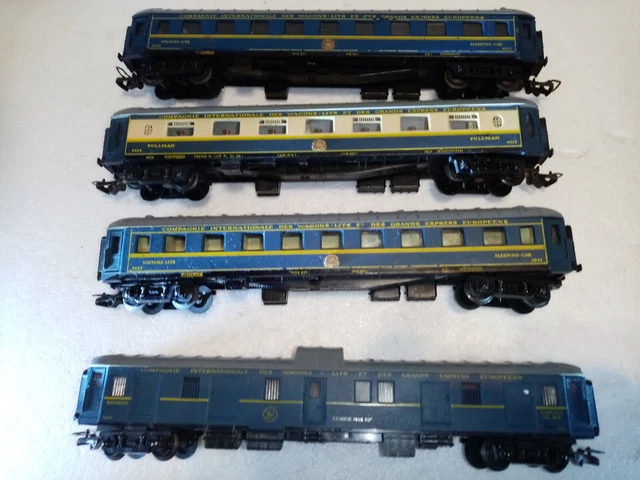 Lot De 4 Voitures Orient Express Trix H0 – CIWL – Époque II – Comme Neuves