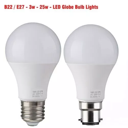 Bombilla LED B22 Bayoneta E27 Tornillo GLS Lámpara Blanco Cálido 3- 25W