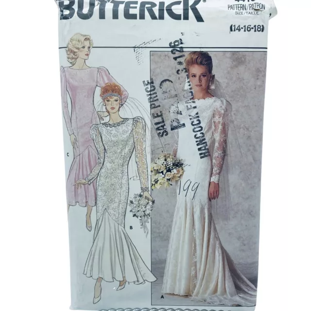 BUTTERICK 1986 UNCUT Wedding Dress Bridesmaid Sewing Pattern 4415 size  14-16-18 $15.99 - PicClick