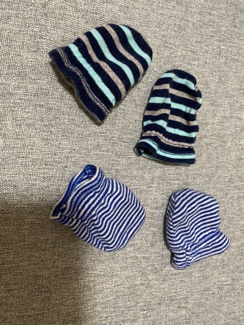 two blue mittens gloves baby gerber 0-3 m and carters newborn
