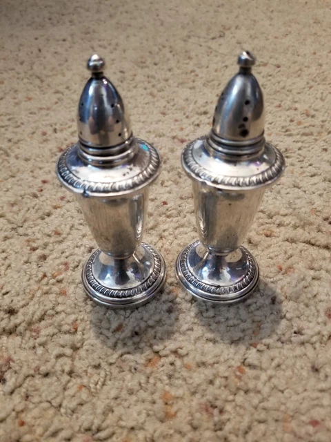 Vintage Crown Sterling Silver Weighted Salt & Pepper Shakers