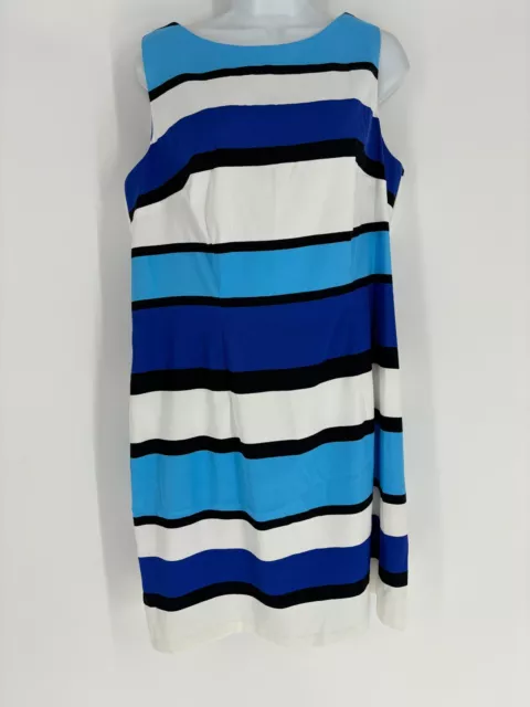 Alyx Blue White & Black Striped Sleeveless Mini Sheath Dress Women's Size 16