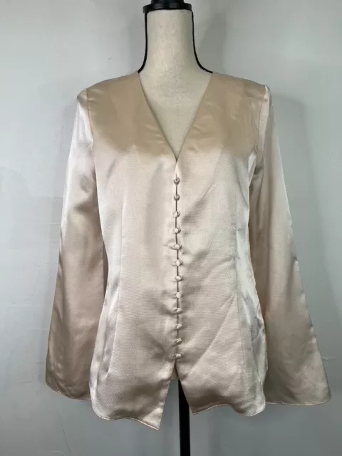 JOIE BUTTON FRONT Long Sleeve Cardigan M Green 100 Cotton 22.12