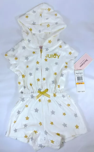 Juicy Couture  Little Girl's Metallic Star Cotton Blend Hooded Romper Size -12M