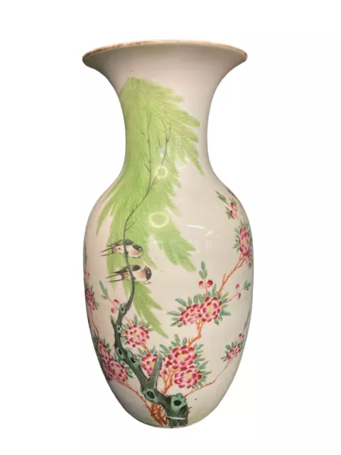 CHINE, ancien grand vase en porcelaine polychrome fin XIXème