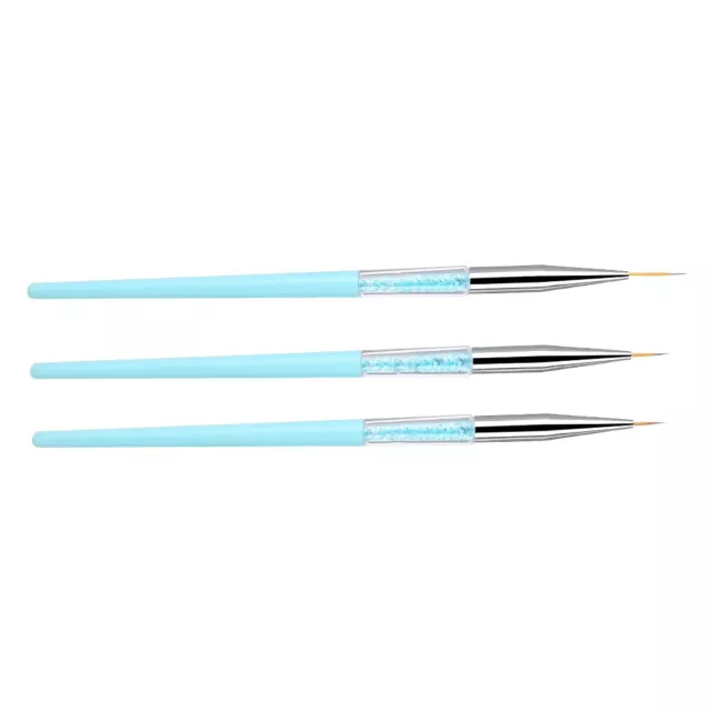 (Blue)3pcs Nail Art Dotting Liner Brush UV Gel Painting Pen Drawing Tool AGS