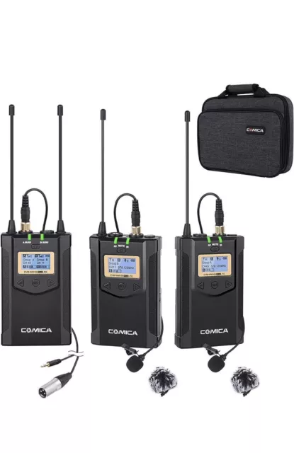 Comica CVM-WM100-PLUS Wireless Dual Microphone System w/Rechargable AA Batteries