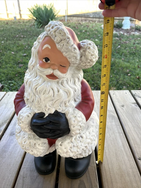Bisque de cerámica hecha a mano con guiño grande vintage pintado a mano de Santa Claus.