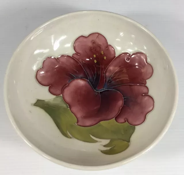 Vintage Moorcroft Hibiscus White Bowl 15cm In Diameter