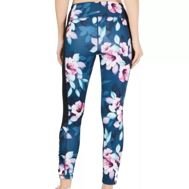 leggings imprimés floraux pour femmes taille haute 7/8 longueurs ; sarcelle du Pacifique (XS) 2