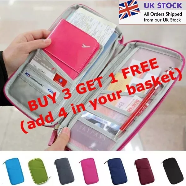 Travel Organiser Passport Document Tickets Holder Wallet Bag Purse Zip Case UK