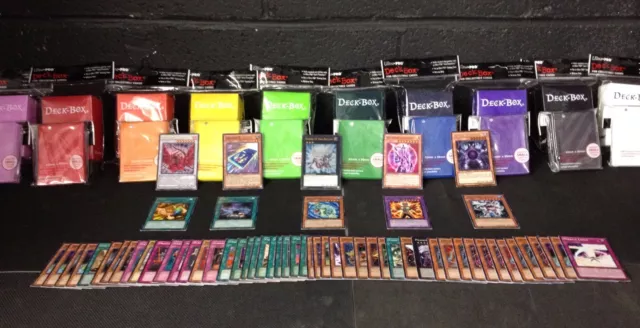 70 Yugioh Card Xyz + Synchro + Pendulum + Deck Box + Sleeves + Holo + Rare 2