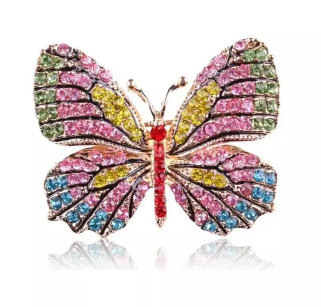 Schmetterling mit Strasssteinen Brosche Anstecknadel pin Modeschmuck 3,5x3,5cm