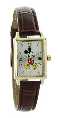 NIB Disney Rectangle Mickey Mouse leather  Band  Petit watch #5297