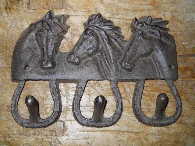 Cast Iron HORSE Towel Hanger Coat Hooks Hat Hook, Key Rack Western Tack hook