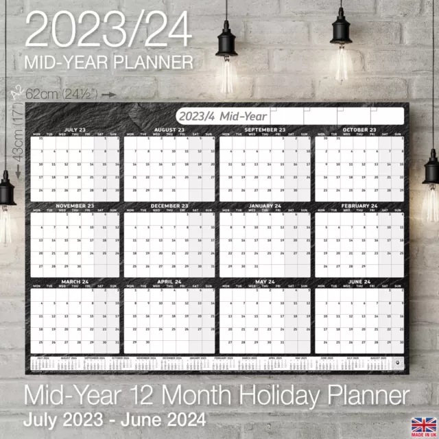 2023/2025 MIDYEAR PLANNER Annual Wall Chart 12 Months Academic Student