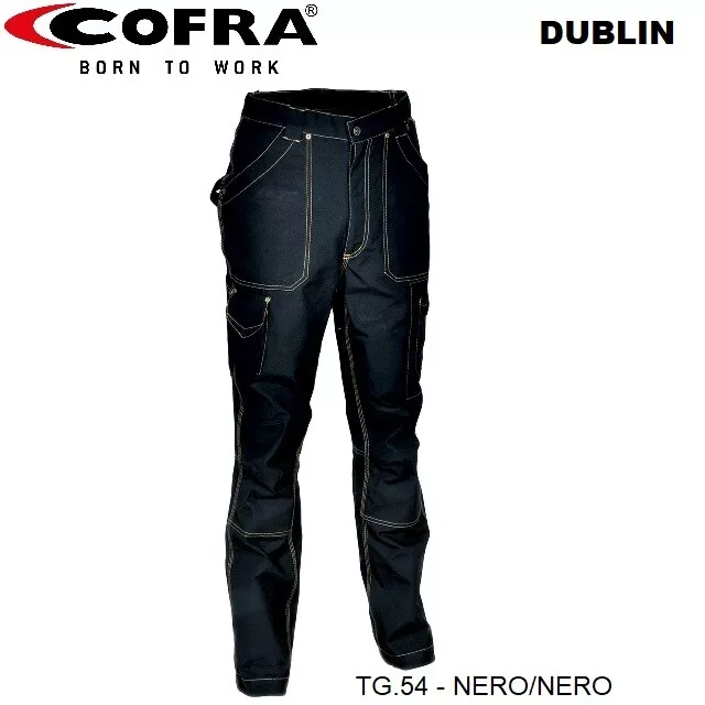 Cofra Dublin Pantalone Da Lavoro Nero Tg.54 100 % Cotone Canvas  V052005