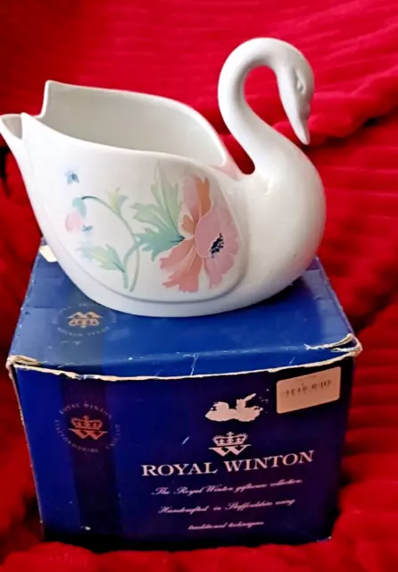 Royal Winton Fine Ceramic Swan Shaped Planter Flower Pot With Original Box