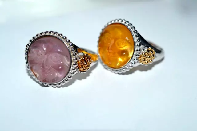 Tagliamonte 925Ss*Ring* Venetian Cameo Happy Moon -18Kyg Decor Yellow Or Purple