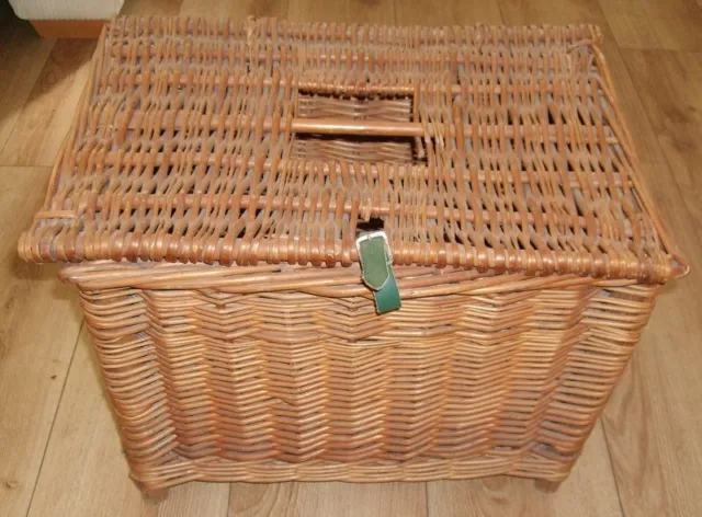 Antique Vintage Wicker Fishing Basket Storage Creel Seat Box Log Storage Woven B