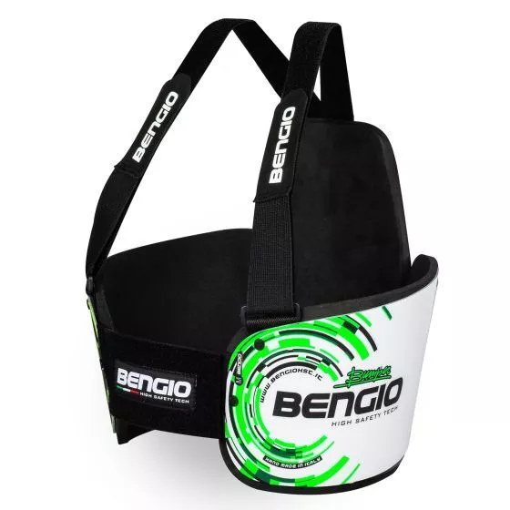 Gilet Bengio Bumper Plus Karting Protettore Costole Bianco Verde Migliore Marca ROTAX