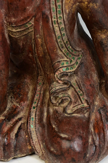 19th Century, Mandalay, A Pair of Antique Burmese Wooden Seated Disciples 5