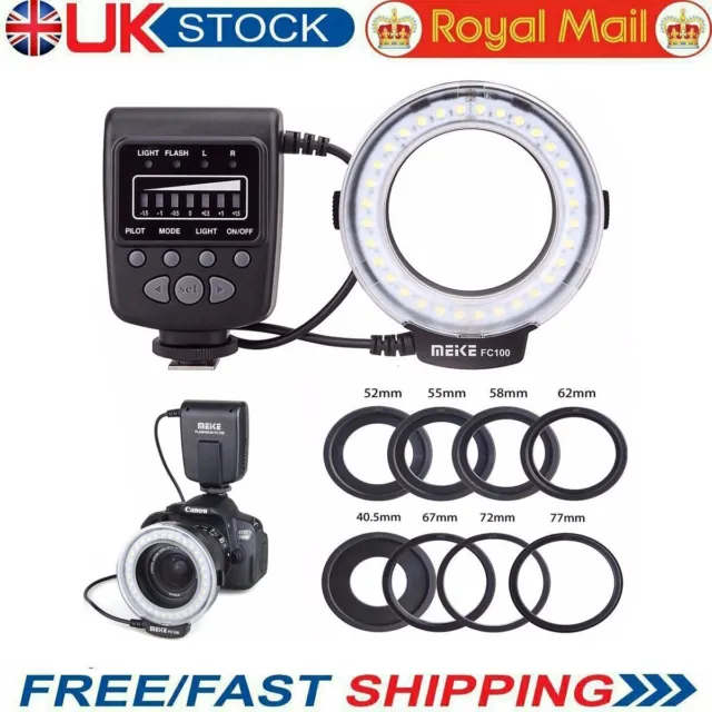 LED Macro Ring Flash Light for Nikon Canon Olympus DSLR Camera with Lens Adapter