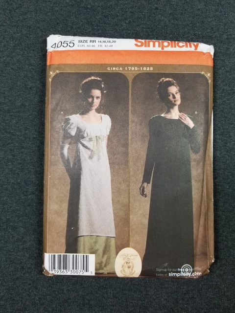 Simplicity Pattern #4055 ~ Regency Gown Circa 1725-1825 ~ Misses 14-20 ~ FF/UC