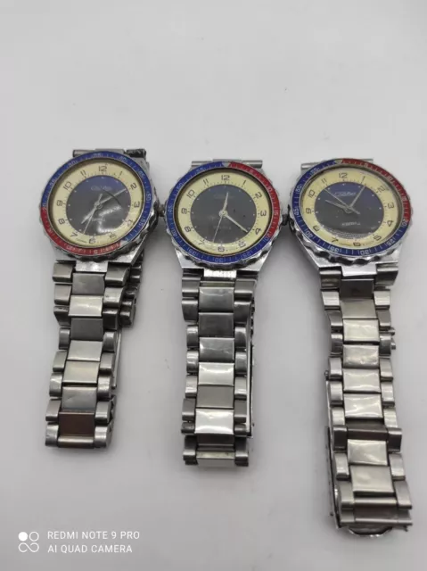 Set 3 RARE Slava Pepsi 3056A Vintage Collectible Watch wristwatches Mens Quartz