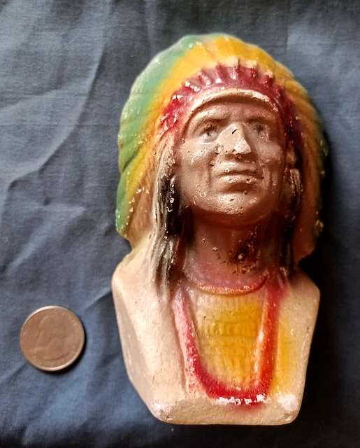 Vtg CHALKWARE Carnival SIOUX INDIAN CHIEF Statue NATIVE AMERICAN Cigar Store
