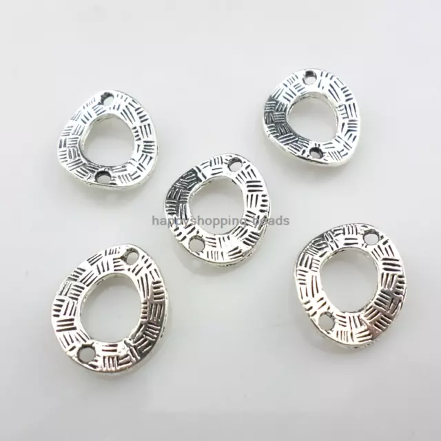 20pcs Tibetan Silver Irregular Round Connectors Beads Fit Jewelry Making 15x18mm