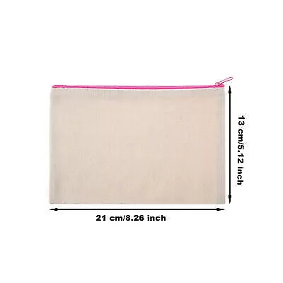 6/24x Canvas Pen Pencil Case Coin Pouch Blank DIY Make Up Zipper Bags Pockets au 3