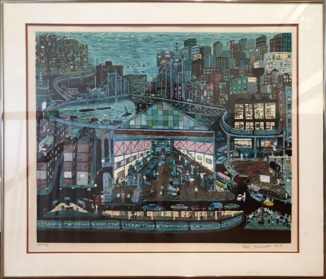 Ralph Fasanella, New York Going to Work, Screenprint, signed and numbered in pen