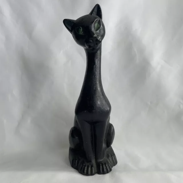 Rare Antique Nuydea Cast Iron Winking Siamese Black Cat Doorstop