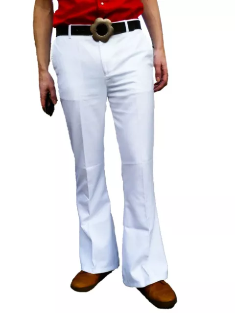 Flares White Mens Bell Bottoms Hippie Vtg Indie Trousers Disco 60S 70S Pants  £36.99 - Picclick Uk