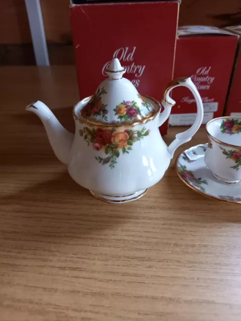 Vintage Royal Albert alte Landrosen Miniatur Tee Set - mit Boxen 2