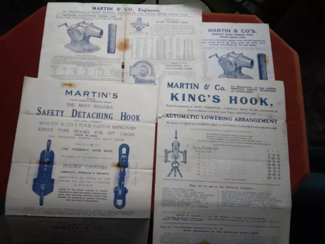 Martin & Co Mining Colliery Engineers .Bells, Fans, Pit Cage Hooks etc.c 1908. s