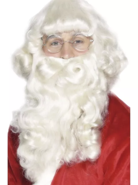 Deluxe Santa Wig and Beard Set Christmas Fancy Dress Up Party Adult Costume