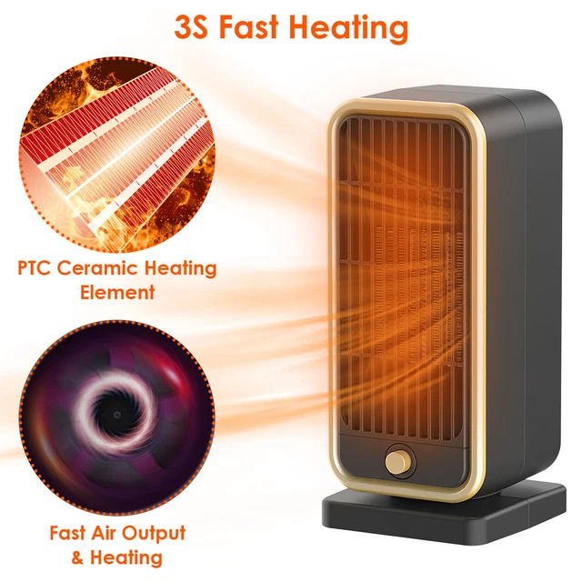 500W CERAMIC HEATER Fan Quick Heating Overheating Protection Home