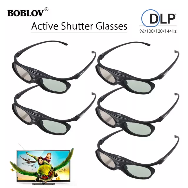 5 Stück 3D-Aktiv-Shutterbrille DLP-Link USB 96Hz/144Hz Passend für Optoma BenQ 3
