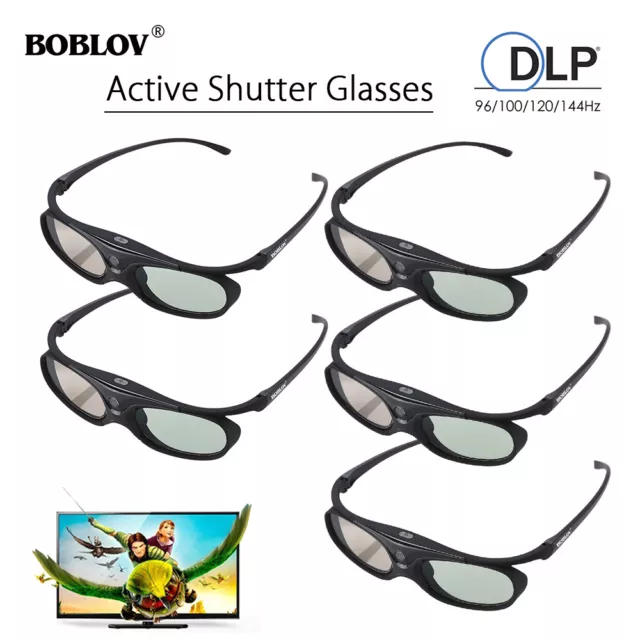 5x 3D Active Shutter 3D Glasses DLP-Link USB Rechargable For BenQ Acer Sony DELL 2