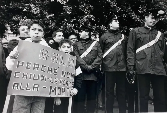 Foto vintage de archivio Sicilia,Manifestación Contra La Mafia,1990 ,impresión