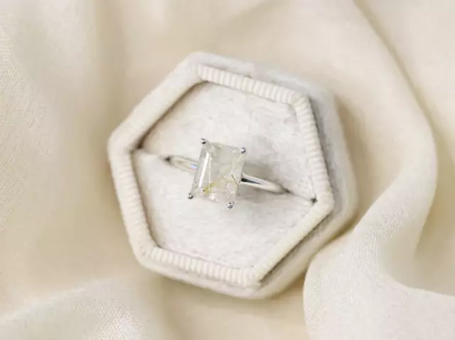 Rutile Quartz Bague Main 925 Argent Sterling Fiançailles Bague Cadeau Mariage