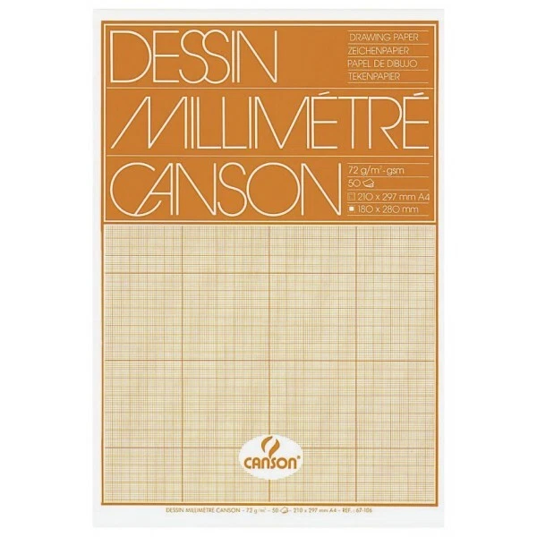 CANSON Millimeterpapier Block DIN A4 80 g qm Technisches zeichnen Rasterpapier