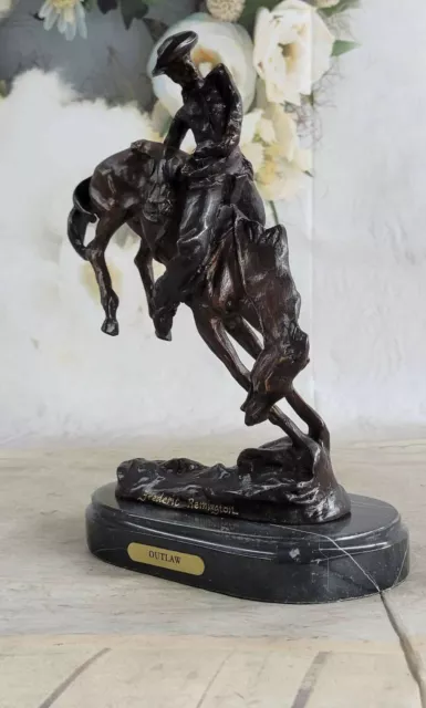 Western Old West Cowboy and Faithful Horse Bronze Sculpture by Remington Statue