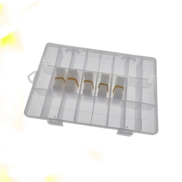 Estuche de almacenamiento de roscos de plástico transparente 24 rejillas y 50 piezas placa de bobinado