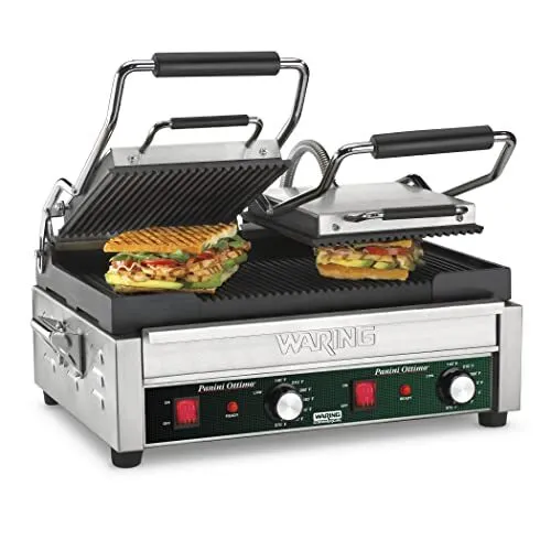 Waring Commercial WPG300 Panini Otimo Dual Ribbed Panini Grill 240V 3200W 6-20