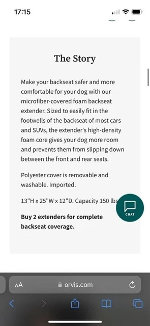 Orvis Seat Extender Solid, set of 2 in Grey 3