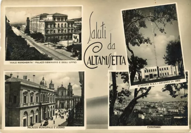 Cartolina Sicilia Caltanissetta Saluti Viaggiata Anno 1952